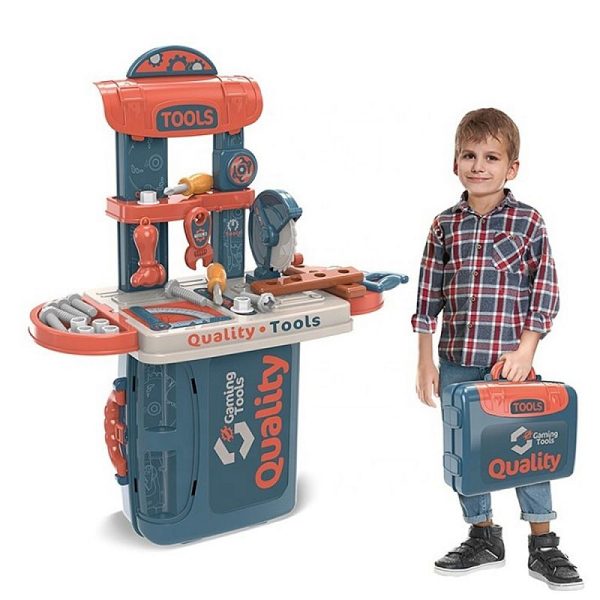 Workbench Tool Set Koper Mainan Meja Alat Tukang Jadi Koper Mainan Anak Laki - Gambar 2